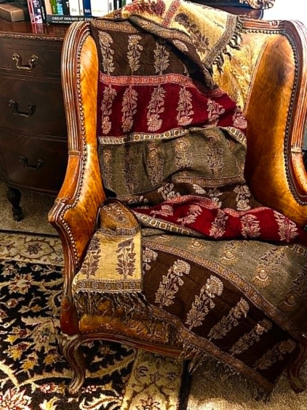 ALEXANDRA'S ACCENTS Vintage Pashmina Floral Tapestry Full Shawl Wrap Throw 78x40